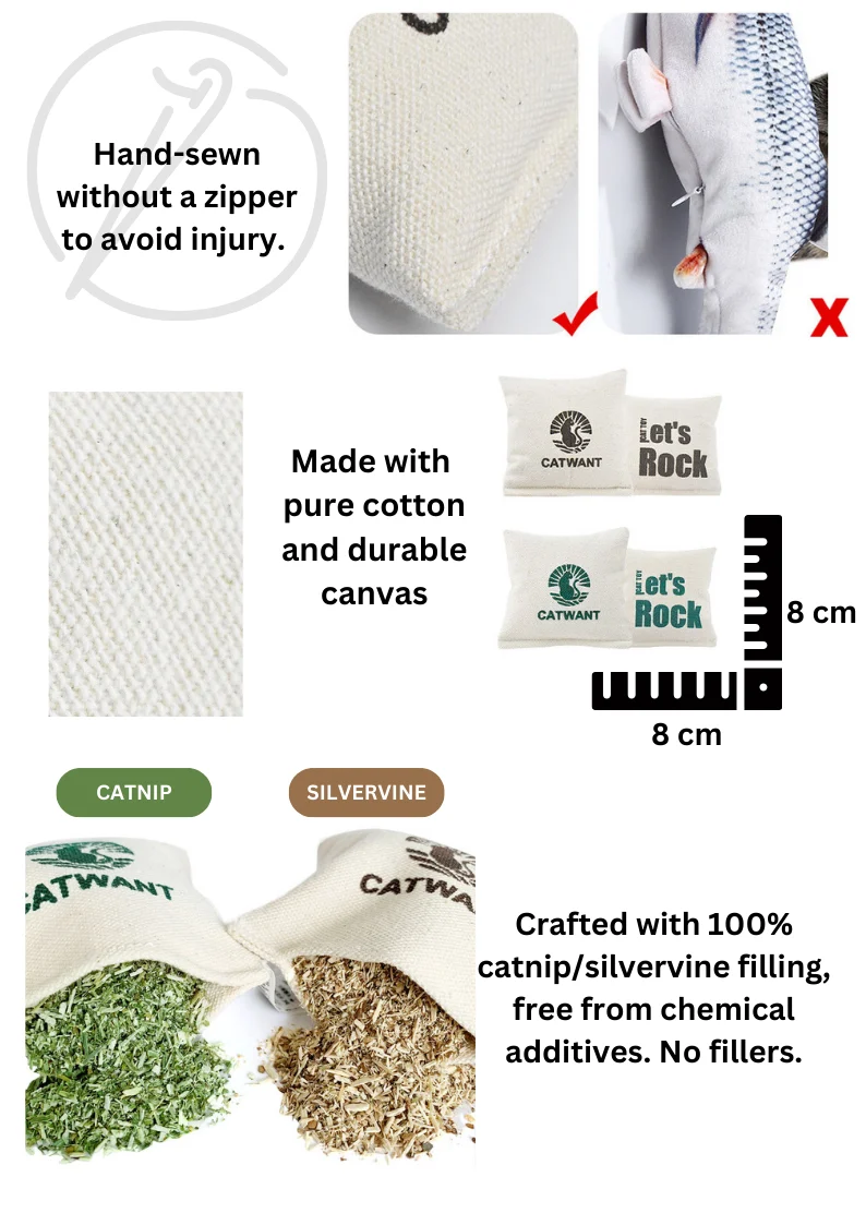 100% Catnip/Silvervine Filled Canvas Pillows, 2Pcs - Image 2