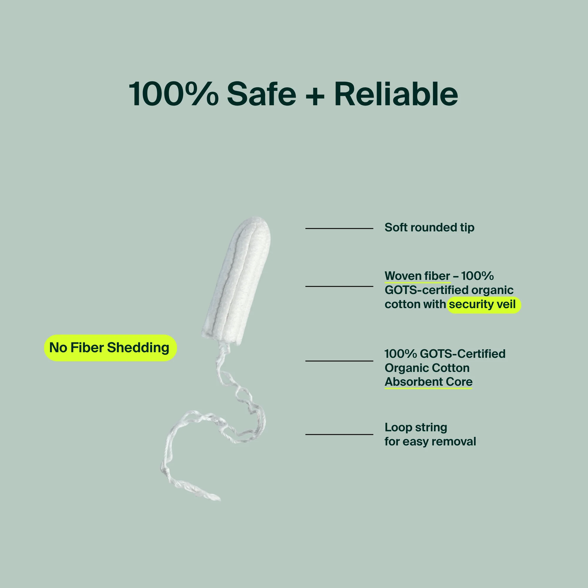 100% Organic Cotton Non-Applicator Tampons - Regular - Image 5
