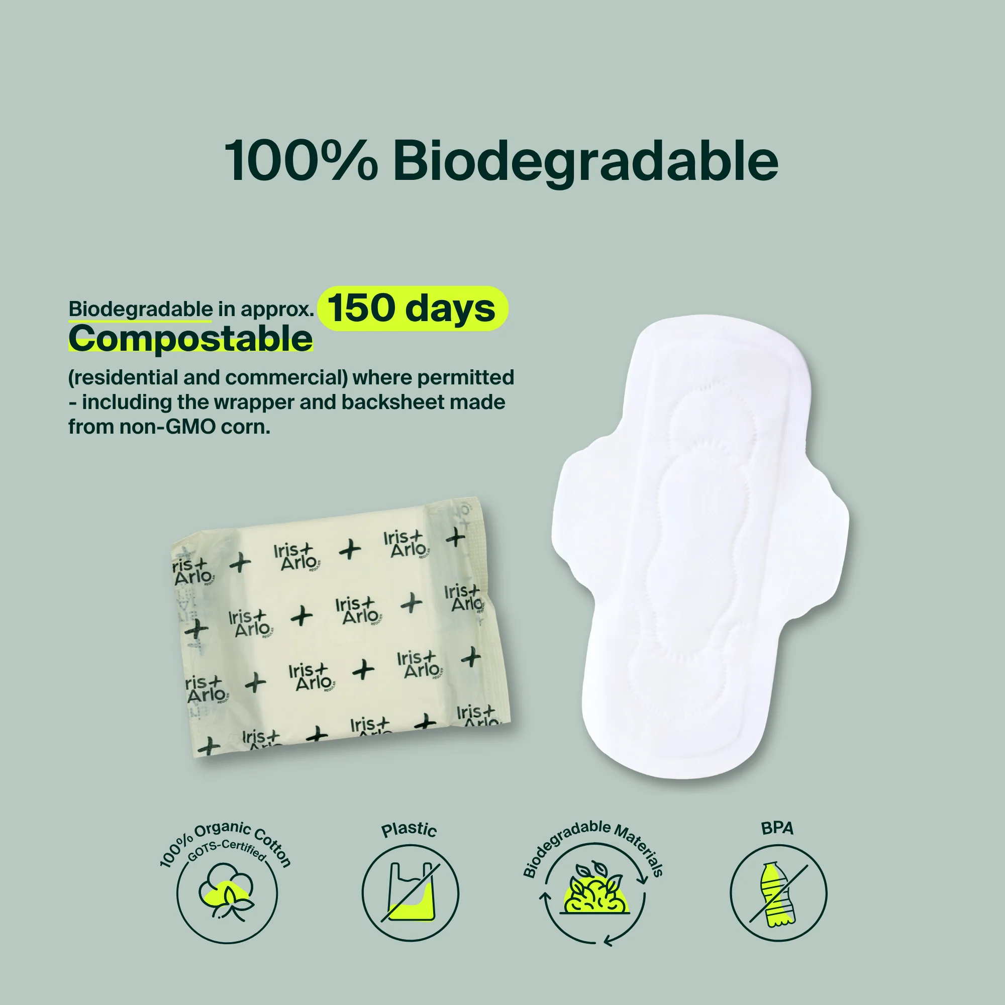 100% Organic Cotton Regular Pads - Bulk (100) - Image 9