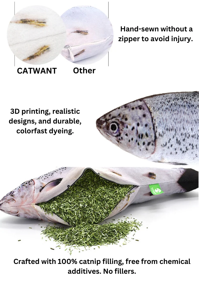 100% Silvervine/Catnip Filled Fish Cuddle Toy - Image 2