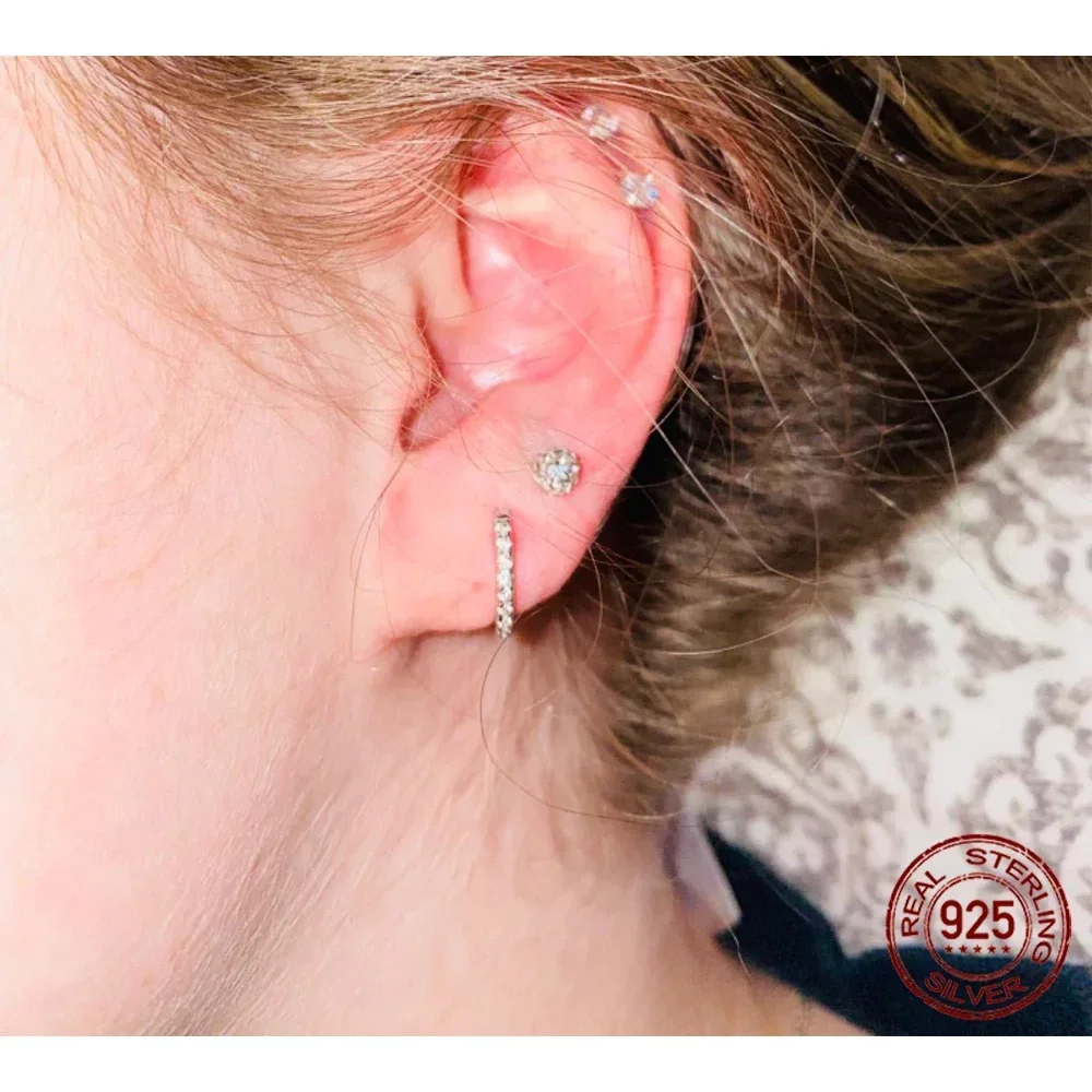 14K Gold Plated 925 Sterling Silver Cubic Zirconia Cuff Earrings - Trendy and Chic - Image 2