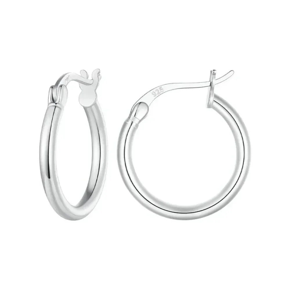 14K White Gold Plated 925 Sterling Silver Hoop Earrings | Hypoallergenic 24mm Hoops - Image 11