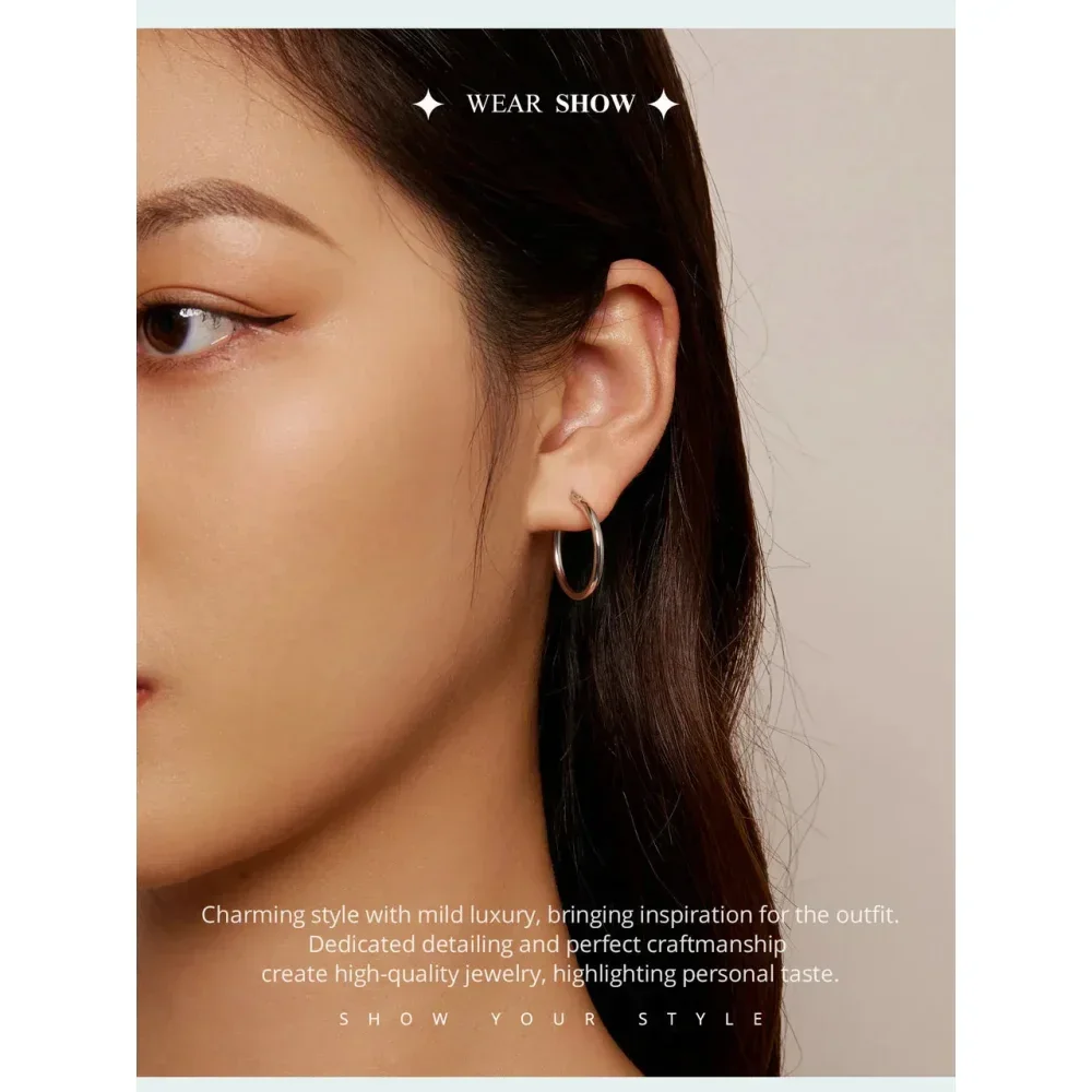14K White Gold Plated 925 Sterling Silver Hoop Earrings | Hypoallergenic 24mm Hoops - Image 20