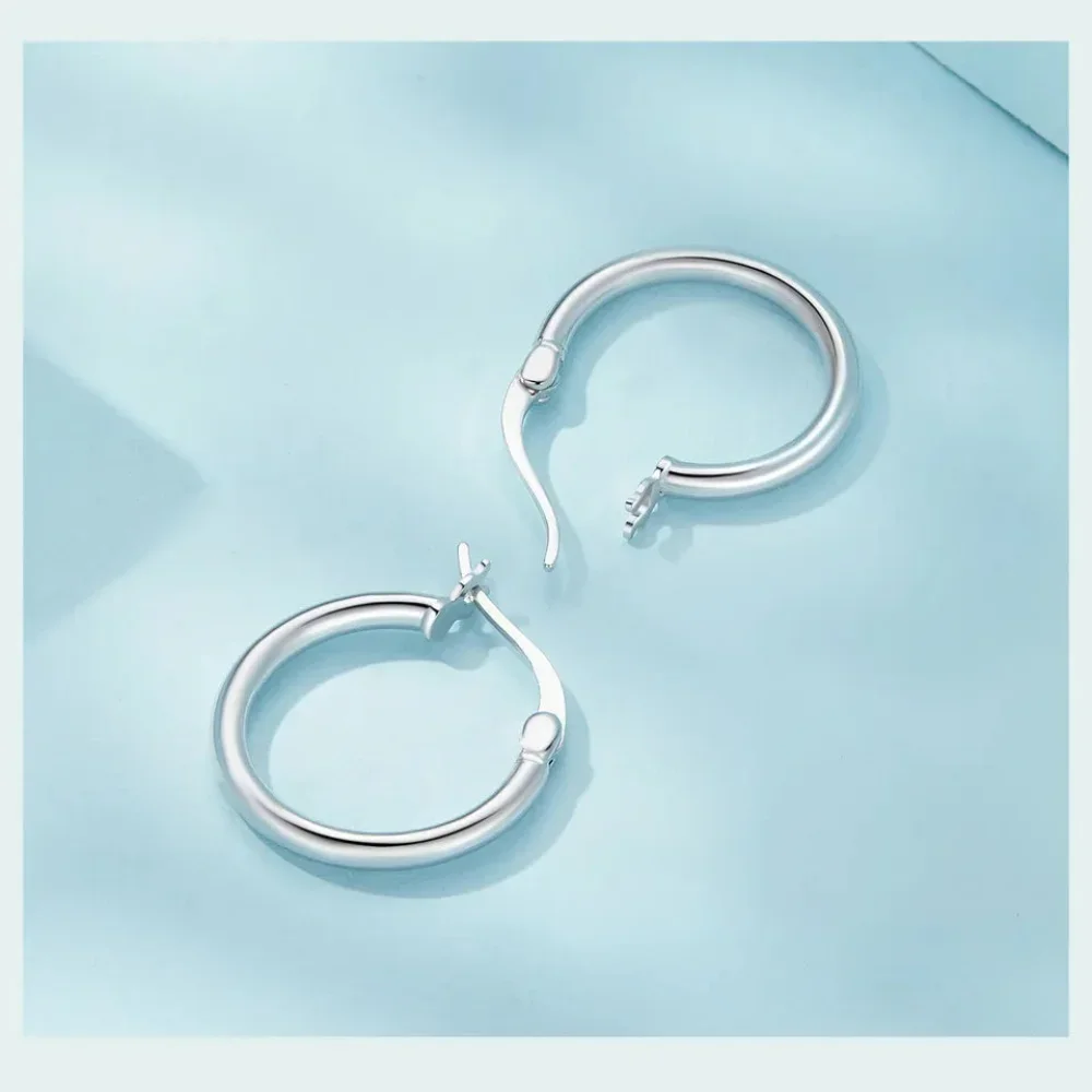 14K White Gold Plated 925 Sterling Silver Hoop Earrings | Hypoallergenic 24mm Hoops - Image 25