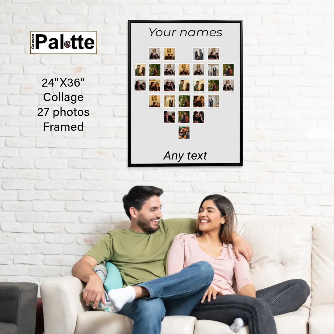 24″X36″ Collage Canvas 27 Photos Shape Heart - Image 3