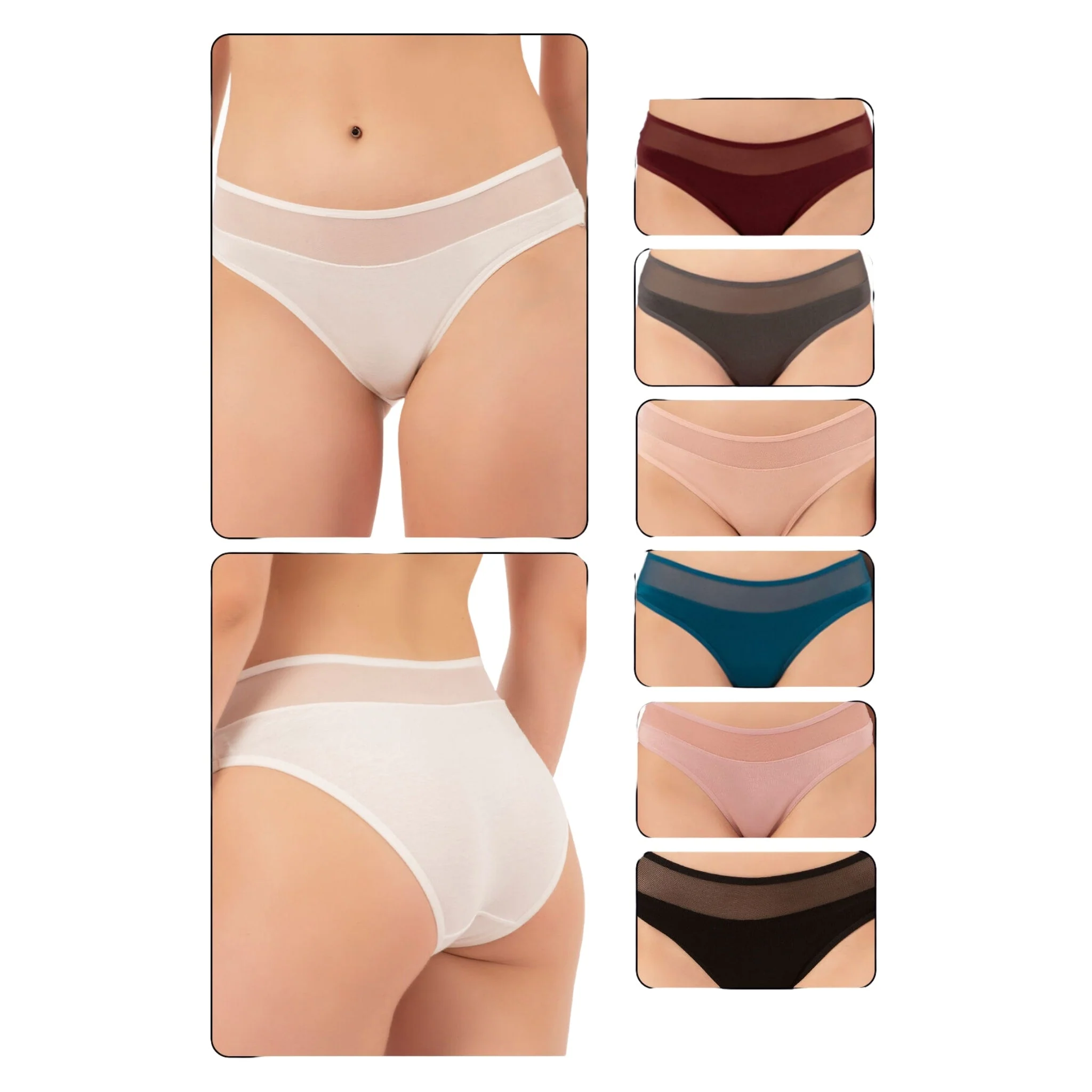 7-Pack Women’s Cotton Bikini Panties with Mesh Waist - Image 7