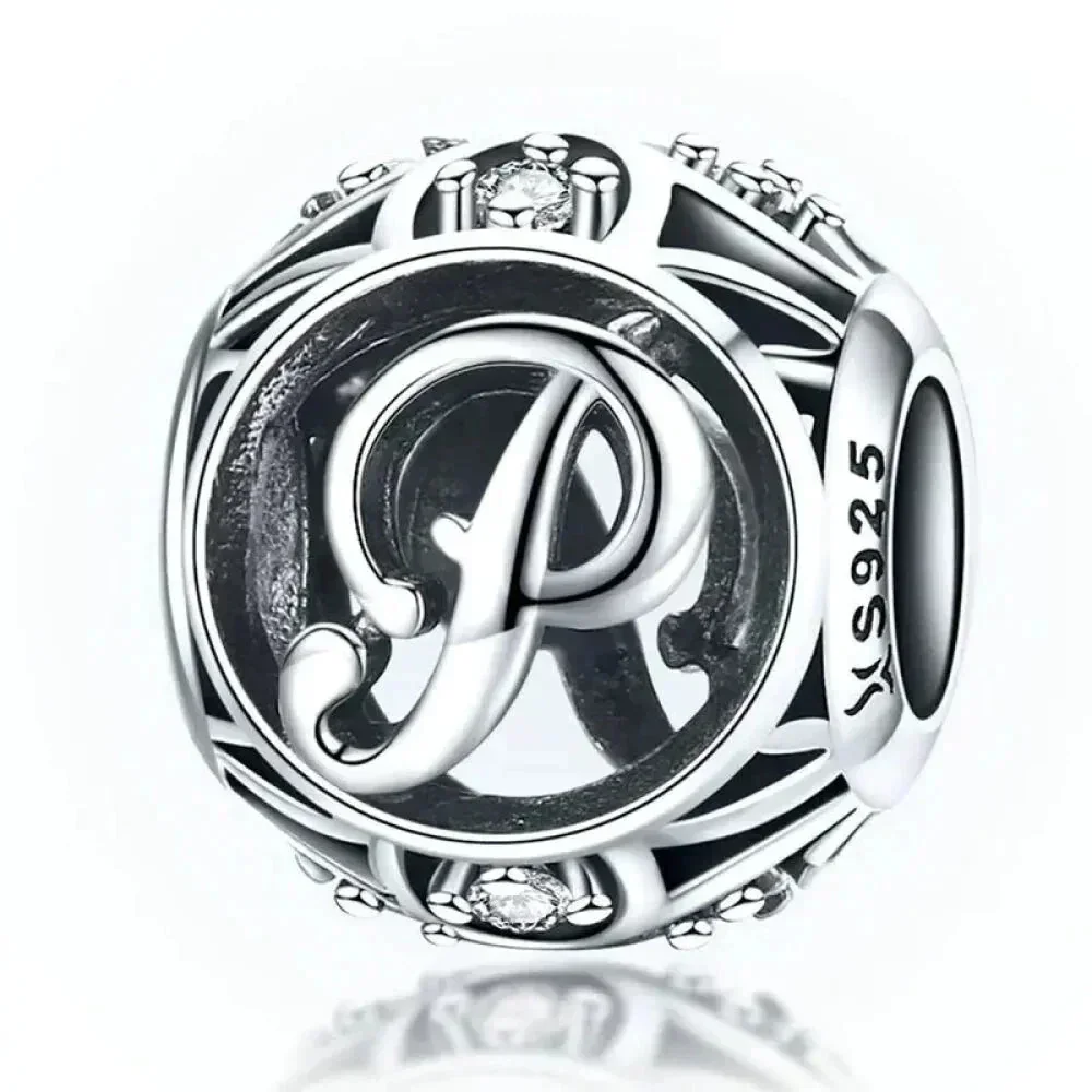 925 Sterling Silver Initial Charm Bead - Image 25