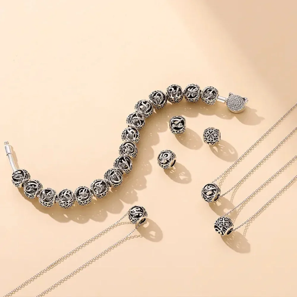 925 Sterling Silver Initial Charm Bead - Image 3
