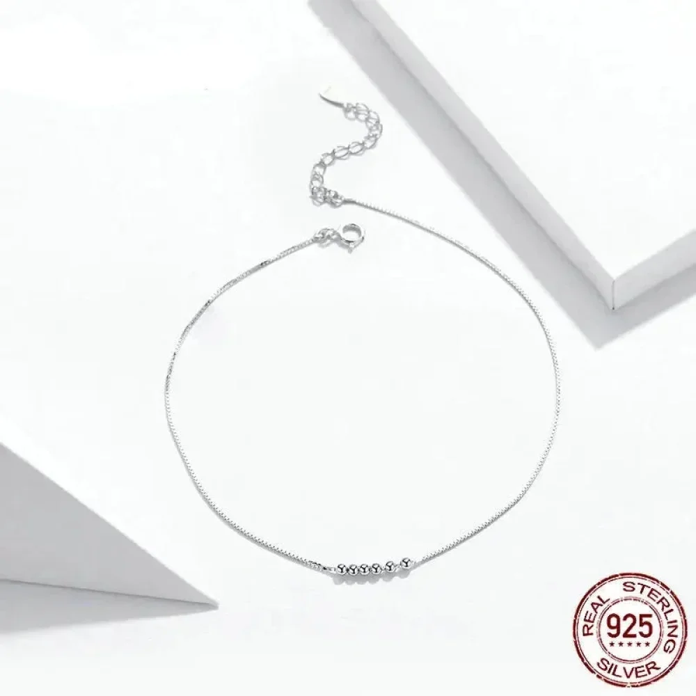 The Delicate 925 Sterling Silver Beaded Anklet - Image 7