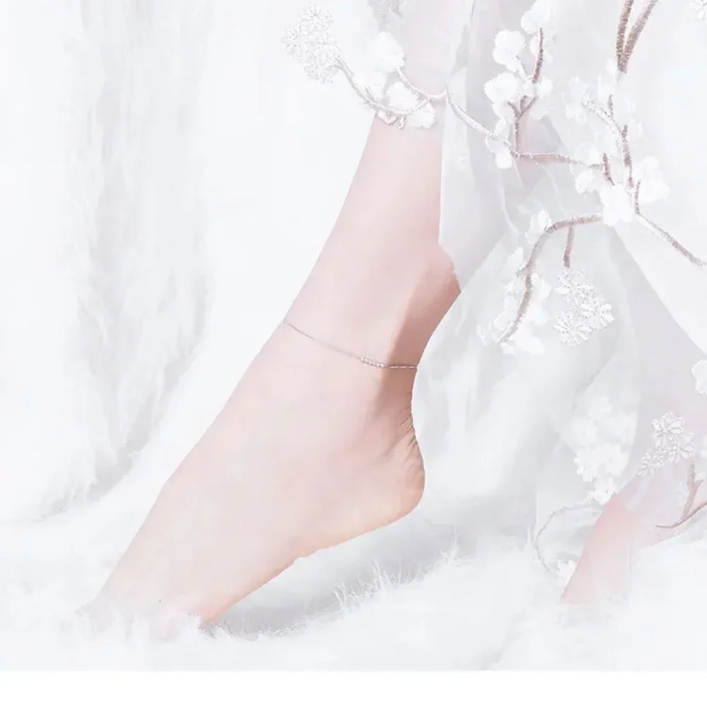 The Delicate 925 Sterling Silver Beaded Anklet - Image 9