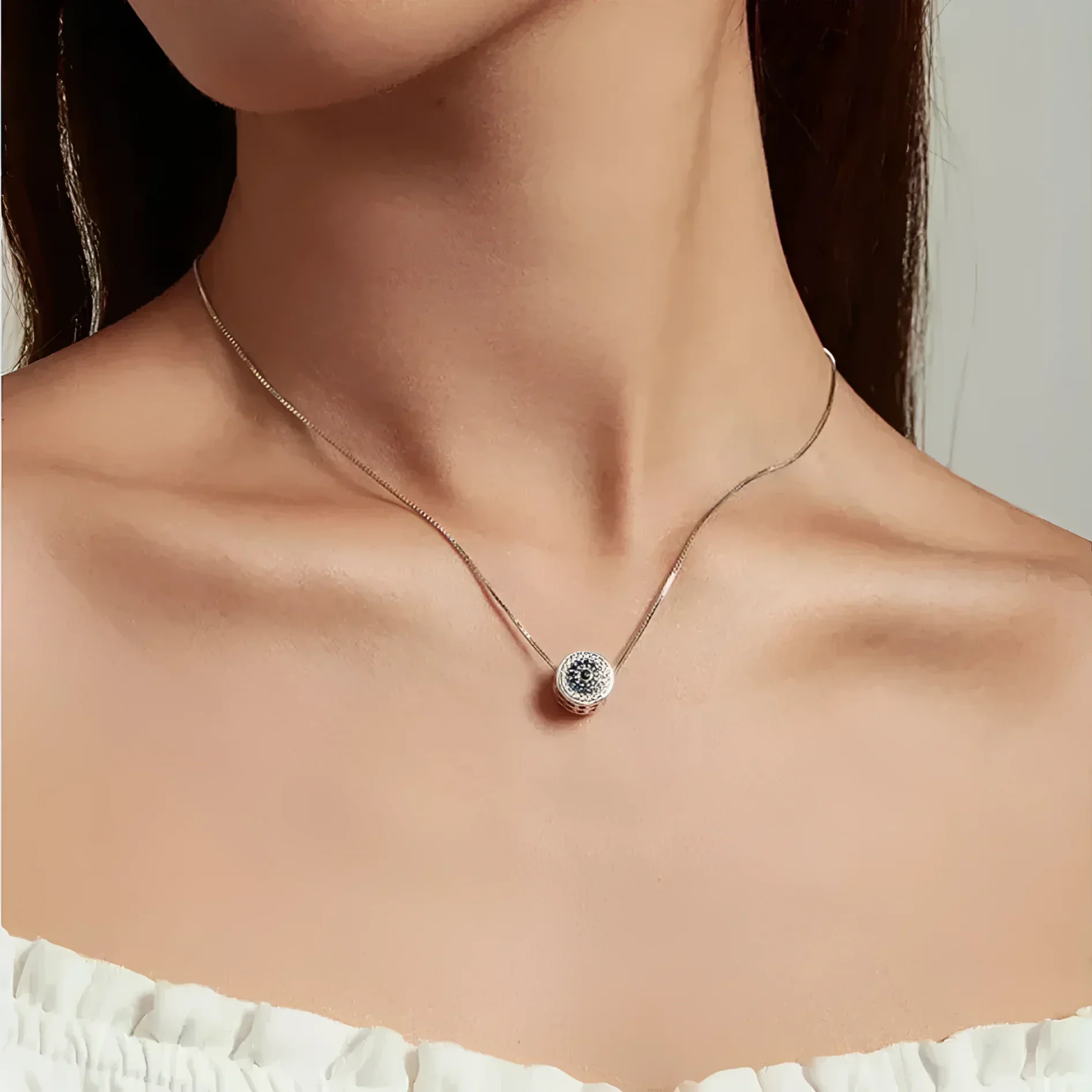 925 Sterling Silver Blue Crystal Evil Eye Necklace | Lucky Eye Neck Chain | Women'S Birthday Gift Fine Jewelry - Image 2