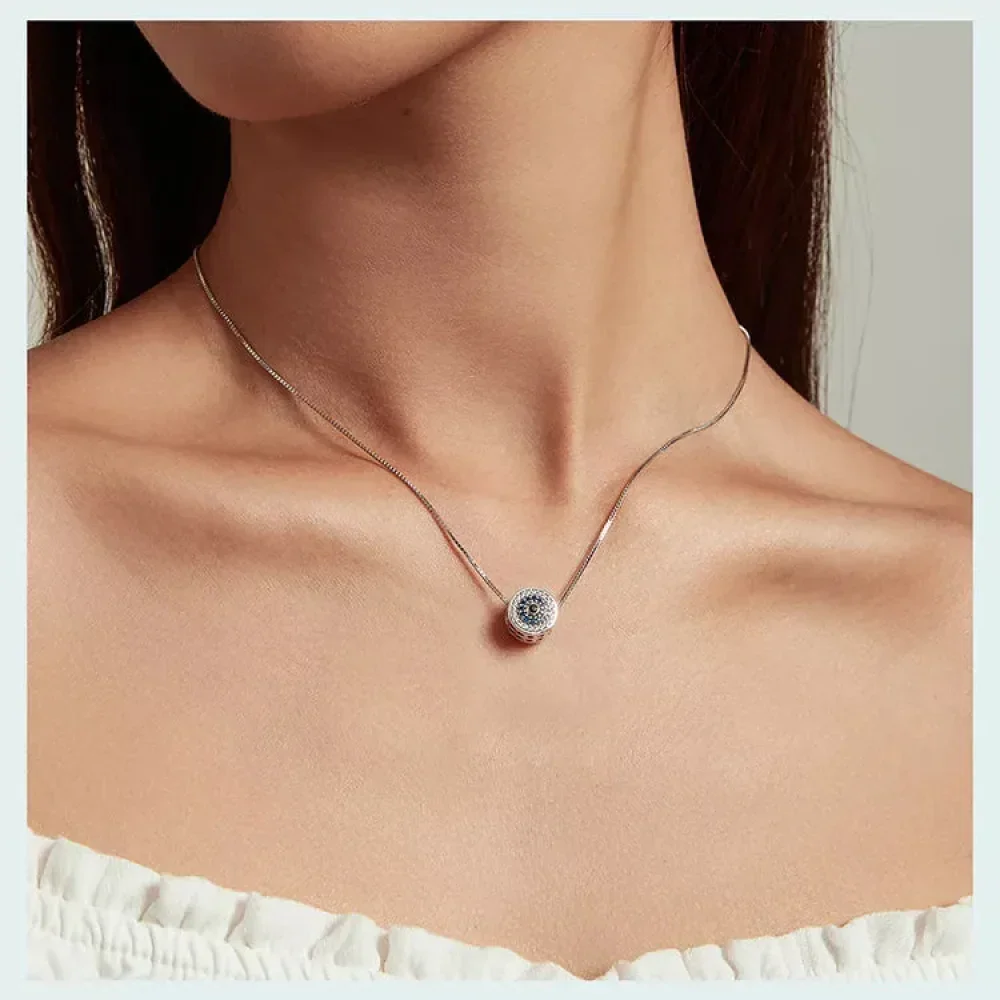 925 Sterling Silver Blue Crystal Evil Eye Necklace | Lucky Eye Neck Chain | Women'S Birthday Gift Fine Jewelry - Image 3
