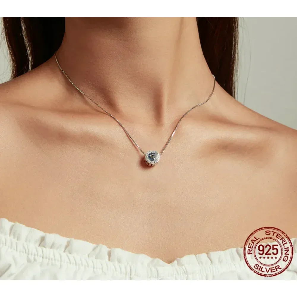 925 Sterling Silver Blue Crystal Evil Eye Necklace | Lucky Eye Neck Chain | Women'S Birthday Gift Fine Jewelry - Image 4