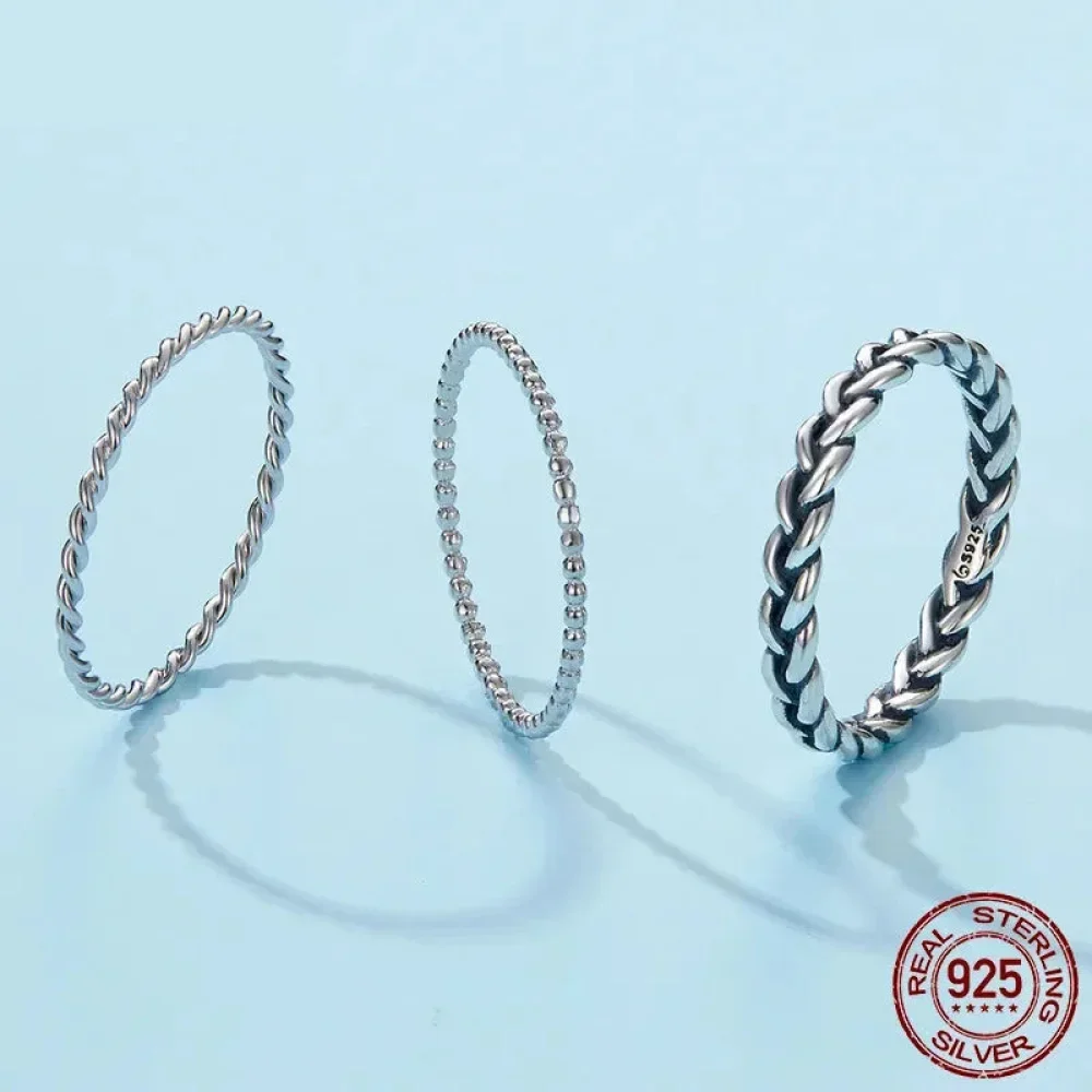 925 Sterling Silver Braided Texture Twisted Eternity Band Stackable Rings - Fine Jewelry - Image 6