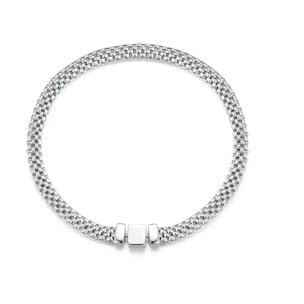 Sterling Silver Braided Square Buckle Bracelet
