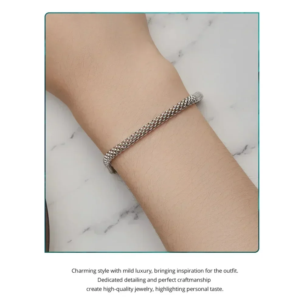 Sterling Silver Braided Square Buckle Bracelet - Image 10