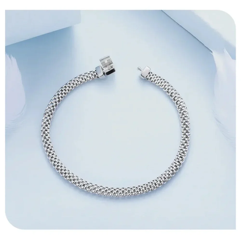 Sterling Silver Braided Square Buckle Bracelet - Image 15