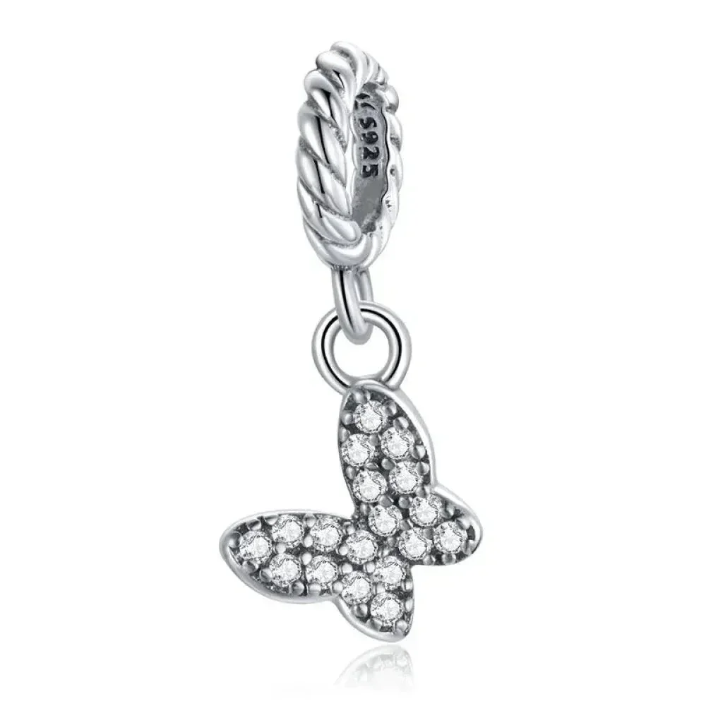 925 Sterling Silver Clear 5A Crystal Collection Family Heart X-Shape Charm Beads for Charm Bracelet & Necklace Pendant