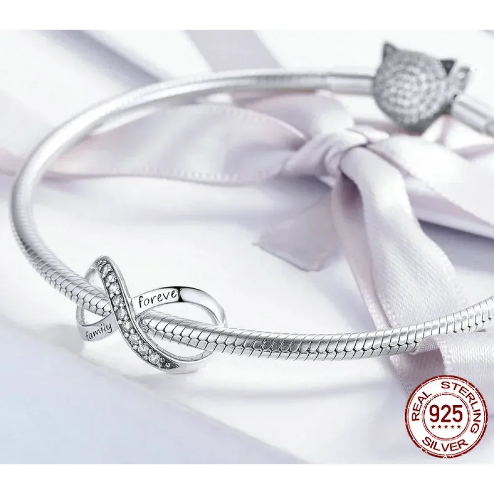 925 Sterling Silver Clear 5A Crystal Collection Family Heart X-Shape Charm Beads for Charm Bracelet & Necklace Pendant - Image 11