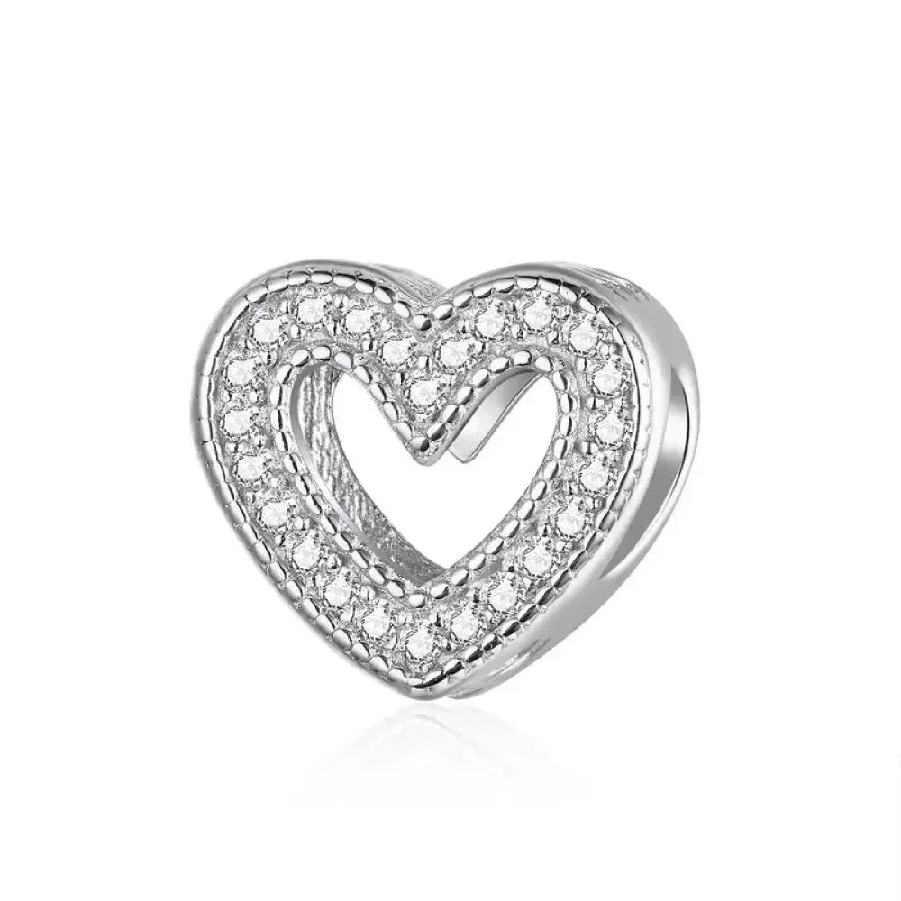 925 Sterling Silver Clear 5A Crystal Collection Family Heart X-Shape Charm Beads for Charm Bracelet & Necklace Pendant - Image 19