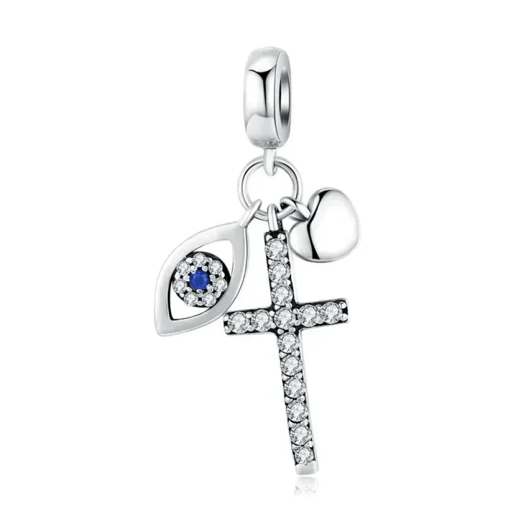 925 Sterling Silver Clear 5A Crystal Collection Family Heart X-Shape Charm Beads for Charm Bracelet & Necklace Pendant - Image 27