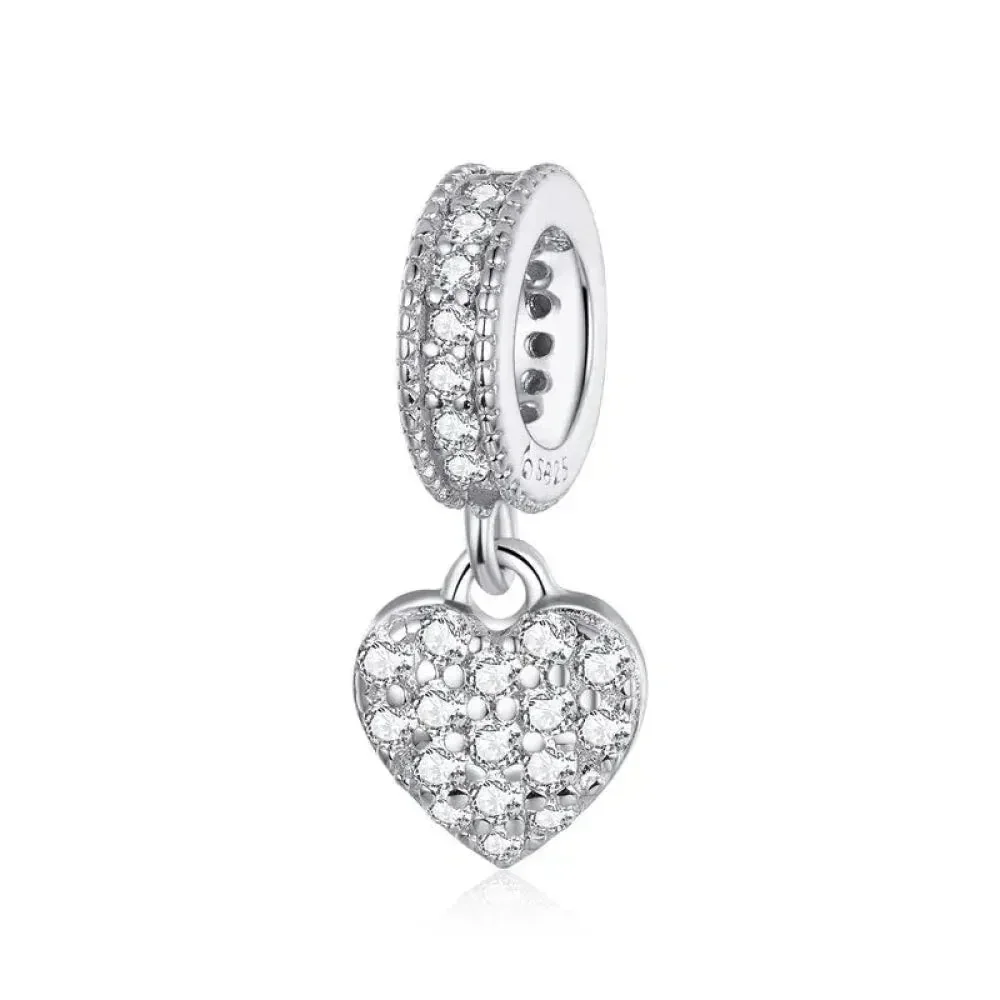925 Sterling Silver Clear 5A Crystal Collection Family Heart X-Shape Charm Beads for Charm Bracelet & Necklace Pendant - Image 28