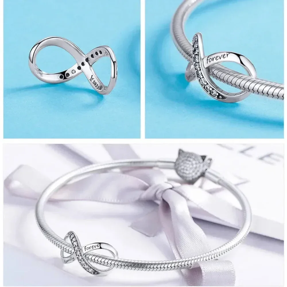 925 Sterling Silver Clear 5A Crystal Collection Family Heart X-Shape Charm Beads for Charm Bracelet & Necklace Pendant - Image 33