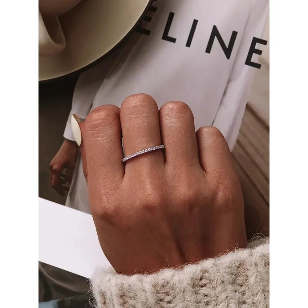 925 Sterling Silver Cz Simulated Diamond Stackable Ring Platinum Plated Eternity Bands For Women - Image 18