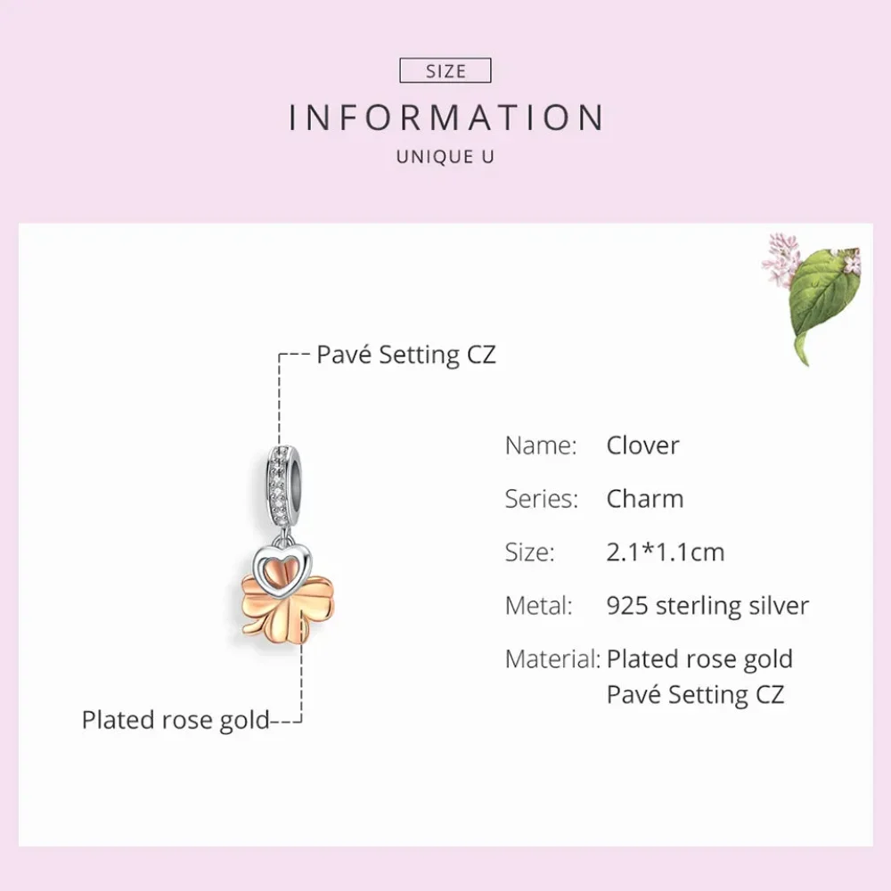 925 Sterling Silver Gardon Lucky Clover Charm - Scc1238 - Image 2