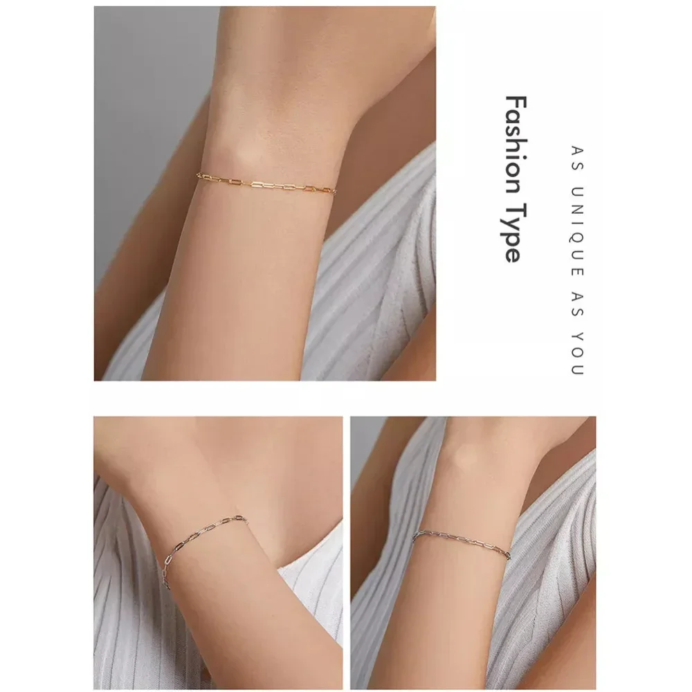 925 Sterling Silver Gold Cable Chain Bracelet - Image 13