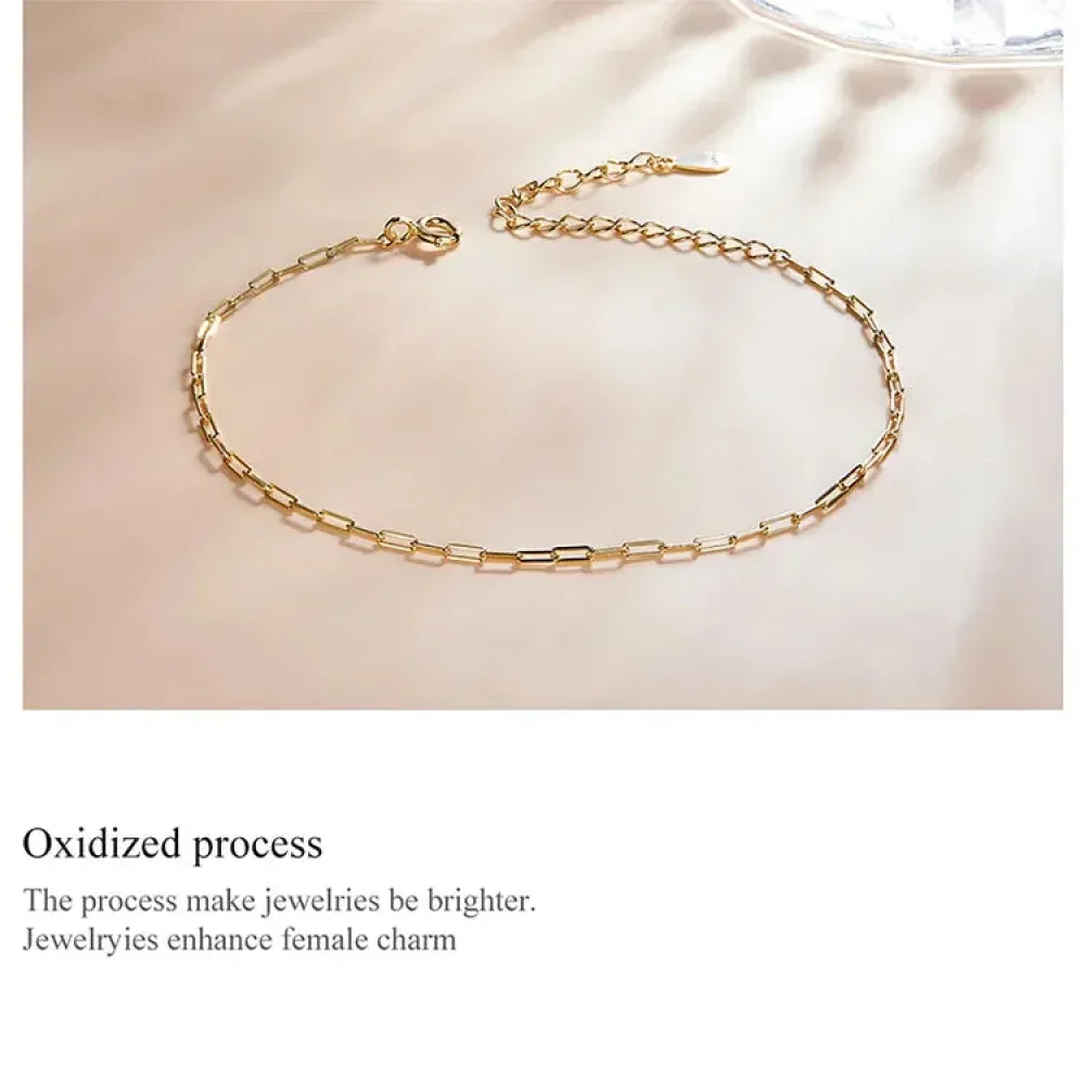 925 Sterling Silver Gold Cable Chain Bracelet - Image 15