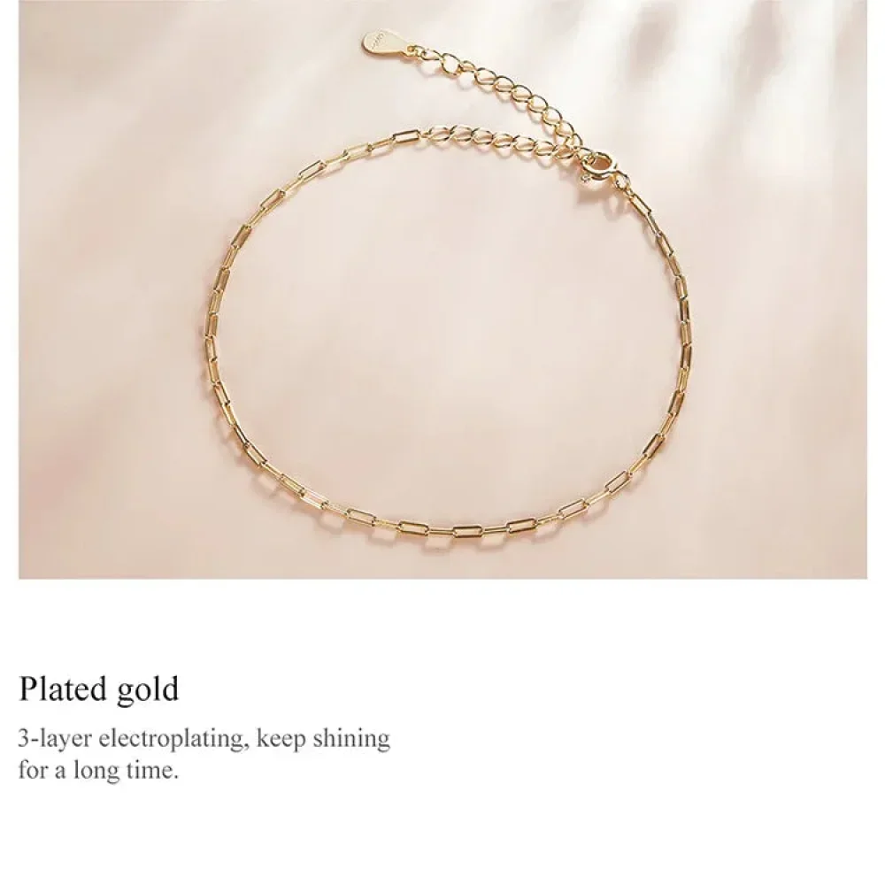 925 Sterling Silver Gold Cable Chain Bracelet - Image 17