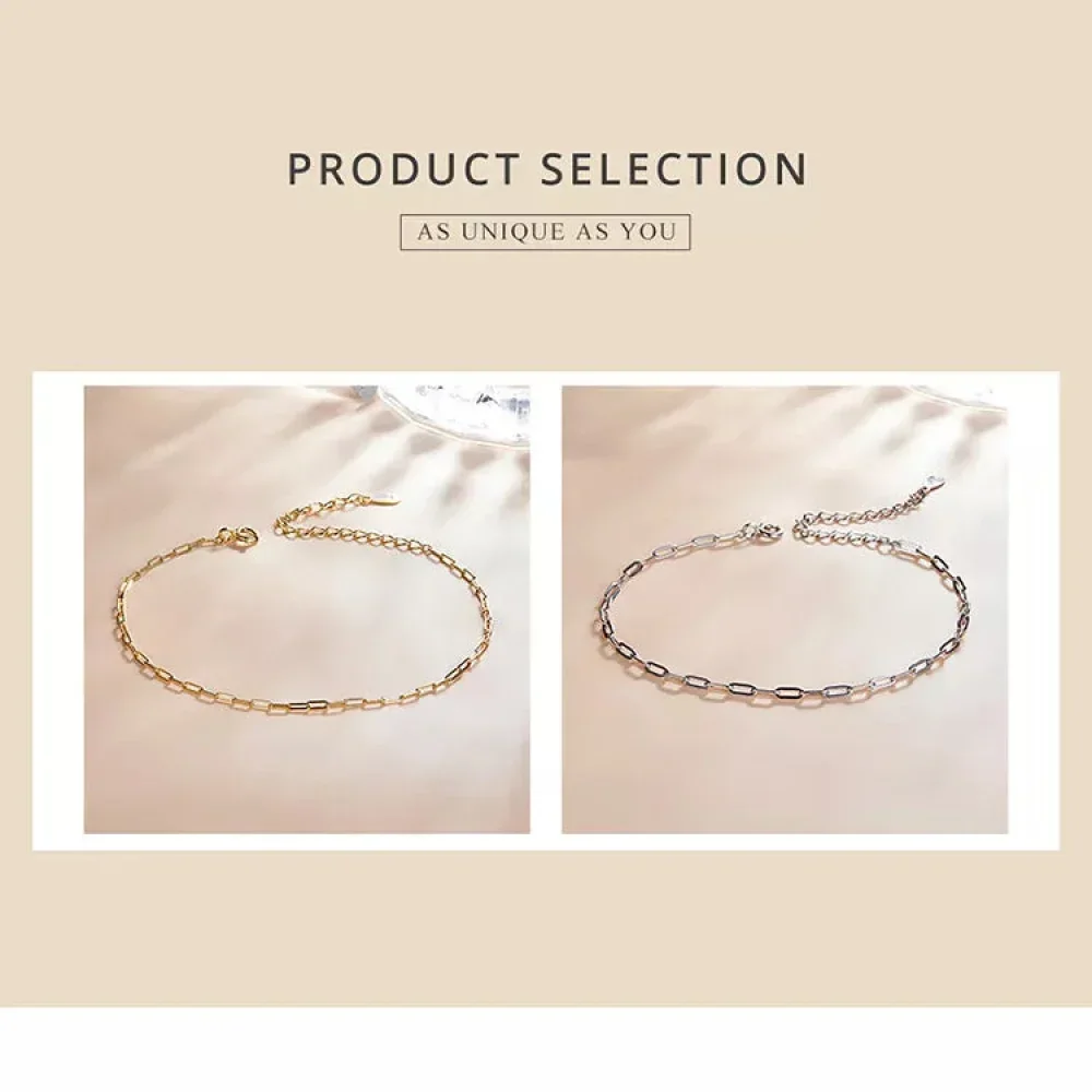 925 Sterling Silver Gold Cable Chain Bracelet - Image 19