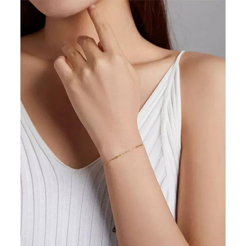925 Sterling Silver Gold Cable Chain Bracelet - Image 2