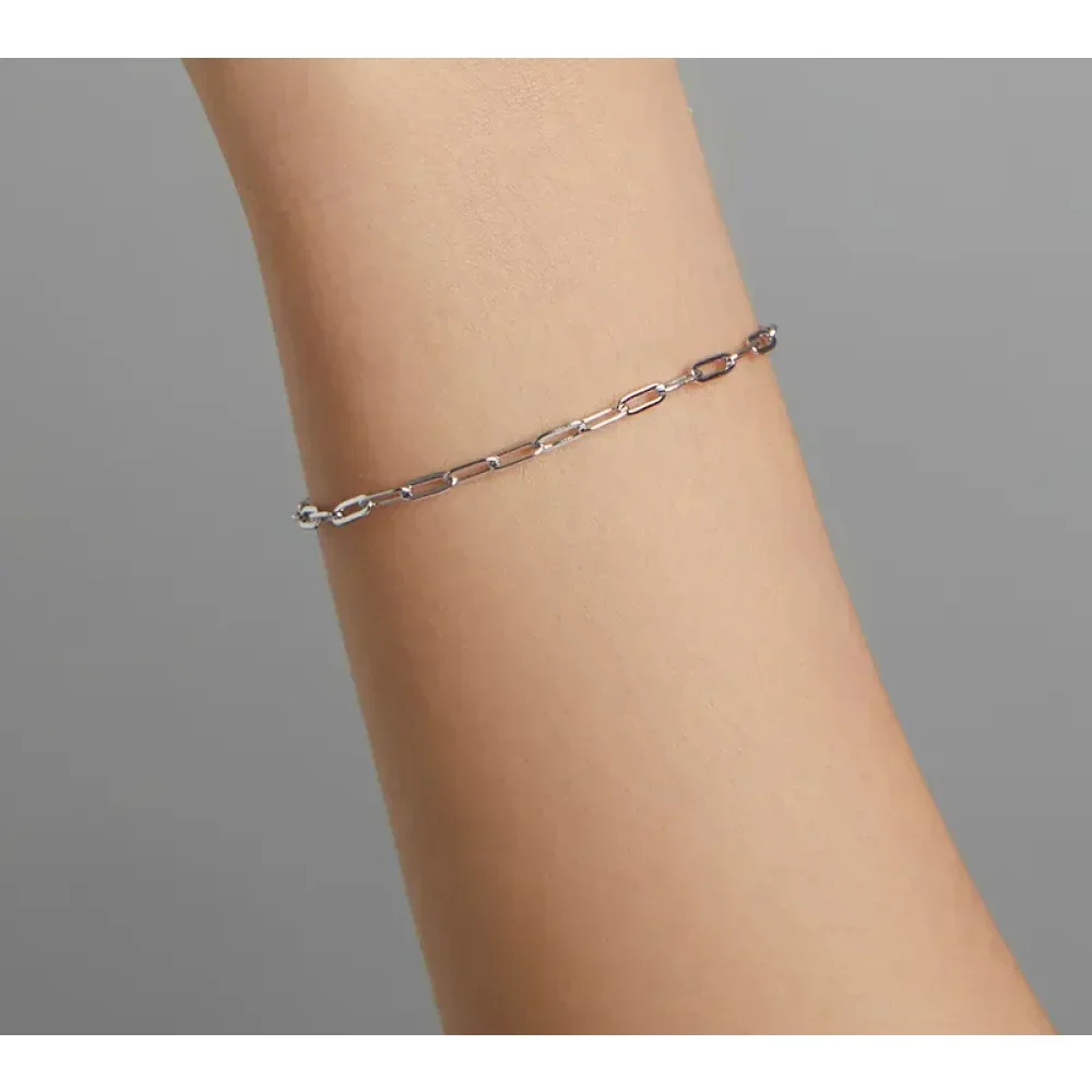 925 Sterling Silver Gold Cable Chain Bracelet - Image 3