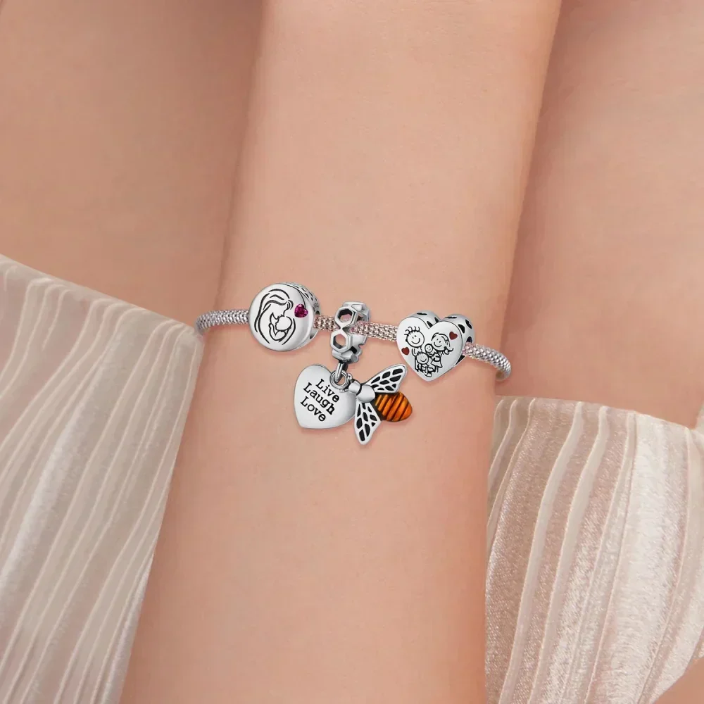 925 Sterling Silver Maternal Love Charm Diy - Touching Baby Feet Pendant For Bracelet - Image 2