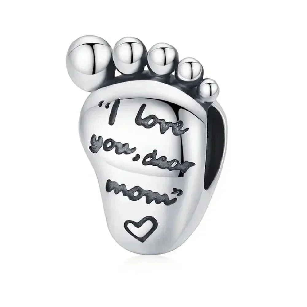 925 Sterling Silver Maternal Love Charm Diy - Touching Baby Feet Pendant For Bracelet - Image 7