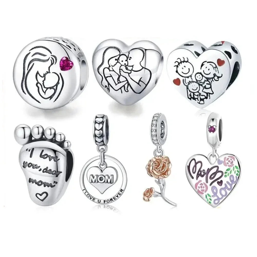 925 Sterling Silver Maternal Love Charm Diy - Touching Baby Feet Pendant For Bracelet - Image 8