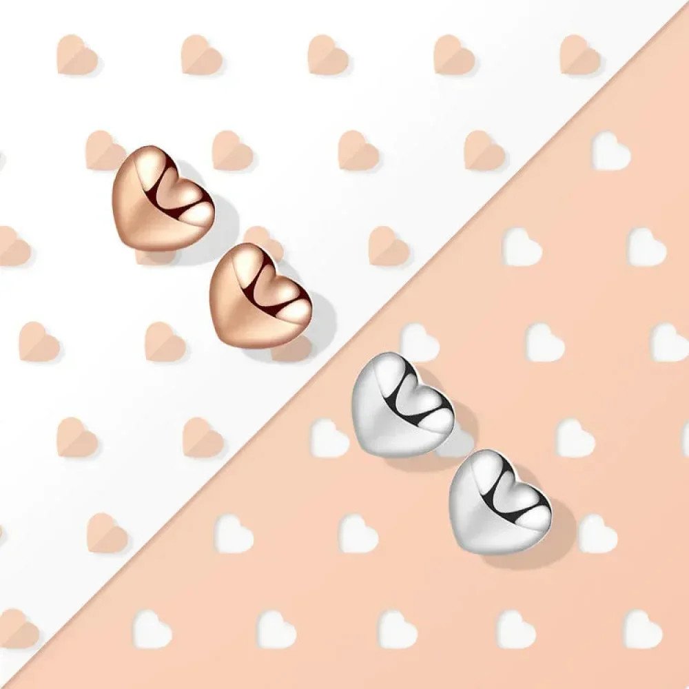 925 Sterling Silver Petite Plain Hearts Stud Earrings | Minimalist Fine jewelry - Image 11