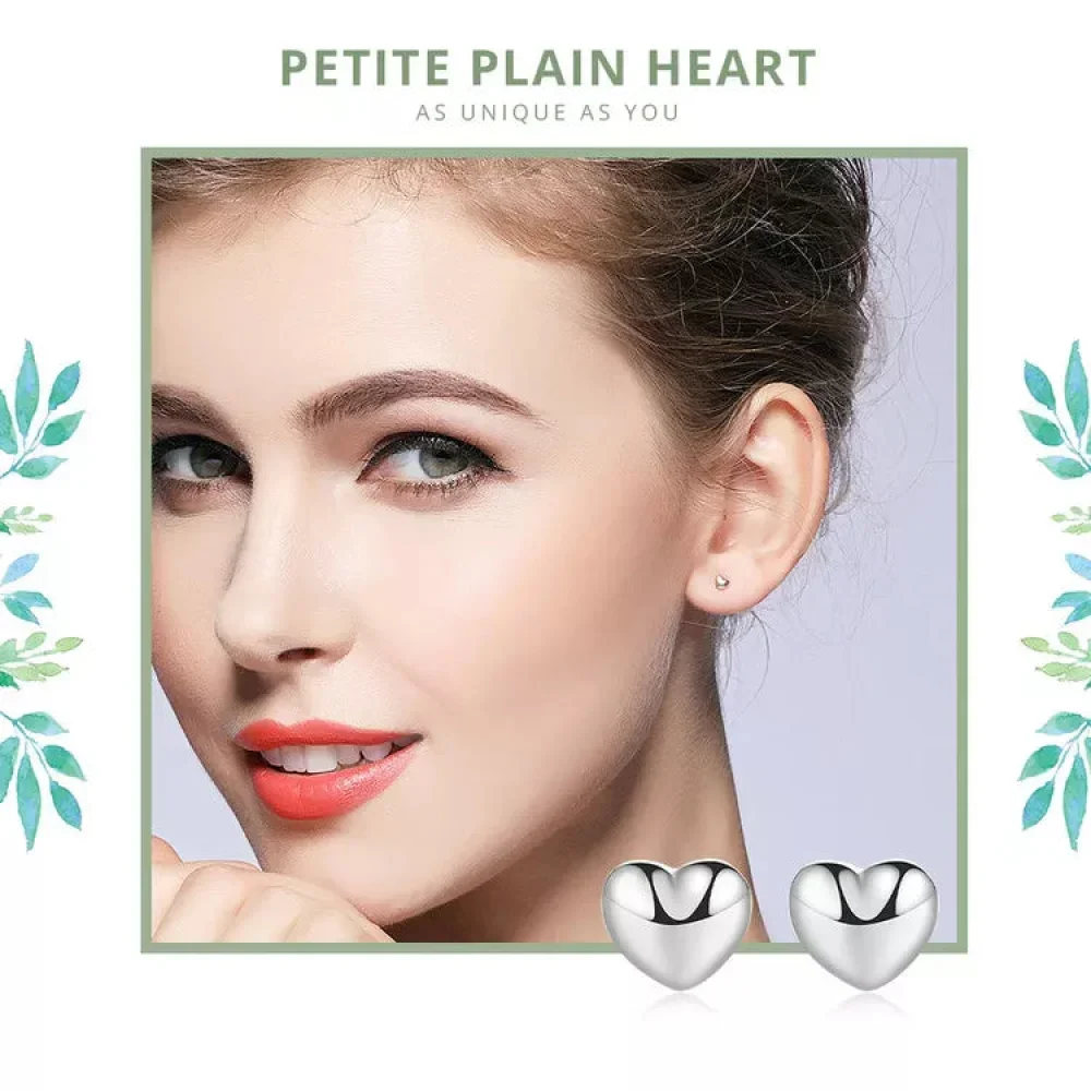 925 Sterling Silver Petite Plain Hearts Stud Earrings | Minimalist Fine jewelry - Image 12
