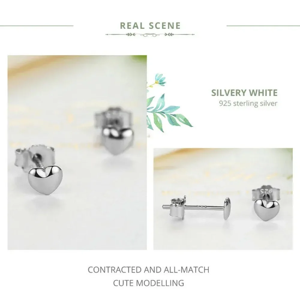 925 Sterling Silver Petite Plain Hearts Stud Earrings | Minimalist Fine jewelry - Image 15