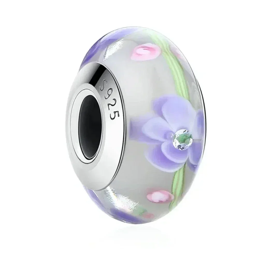 925 Sterling Silver Pink Flower Murano Glass Beads - Diy Bracelet Charms For A Festive Touch (Scz001) - Image 33