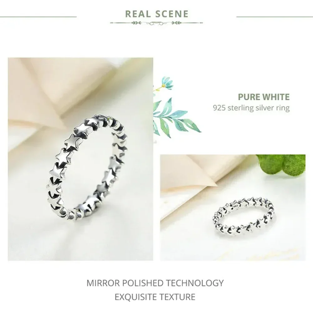 925 Sterling Silver Star & Heart Band Ring - Image 18