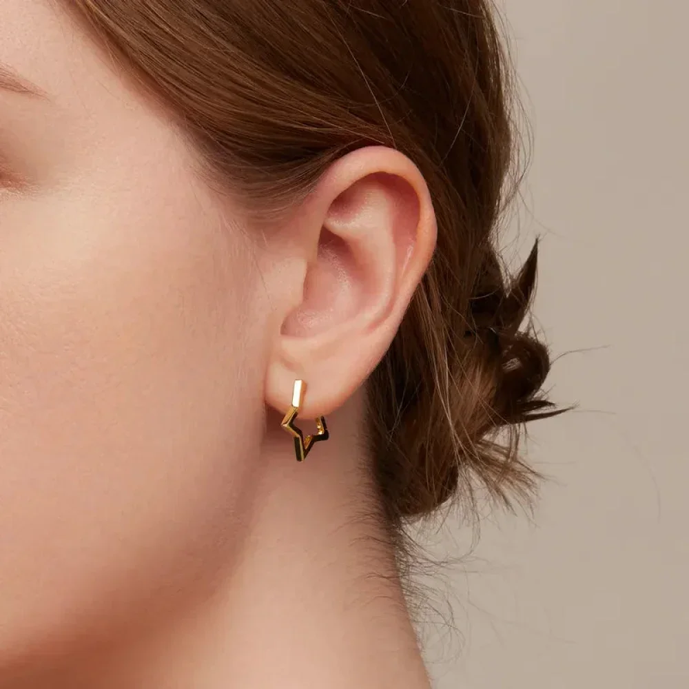925 Sterling Silver Starlike Earrings - Minimalist Star Shape Ear Buckle for Women - Fashion jewelry SCE1136 - Image 2
