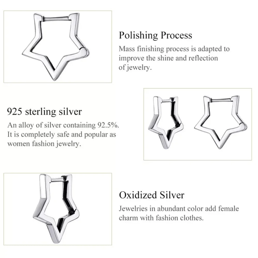 925 Sterling Silver Starlike Earrings - Minimalist Star Shape Ear Buckle for Women - Fashion jewelry SCE1136 - Image 33