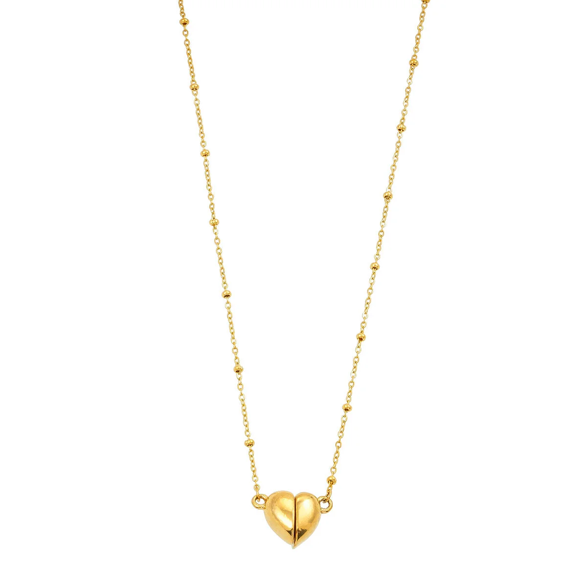 ABNA Gold: Together Forever Beaded Necklace – Separable Magnetic Mini Heart Pendant - Image 2