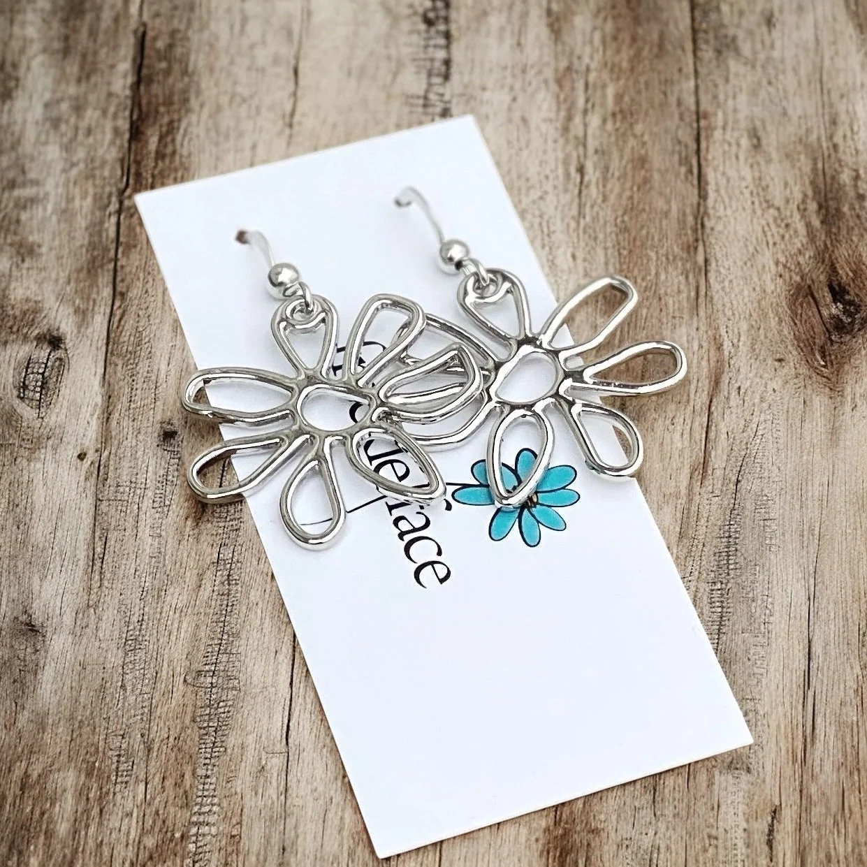 Abstract Flower Earrings – Lightweight Statement Hook Earrings - Image 3