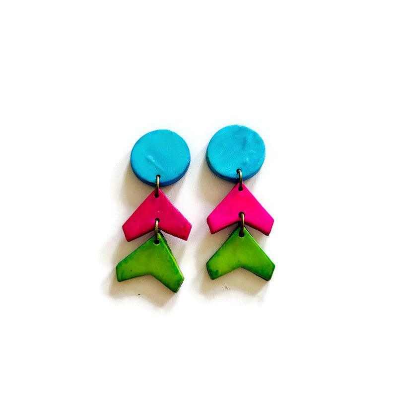 Abstract Neon Statement Necklace & Earrings Set, Handmade Polymer Clay - Image 12