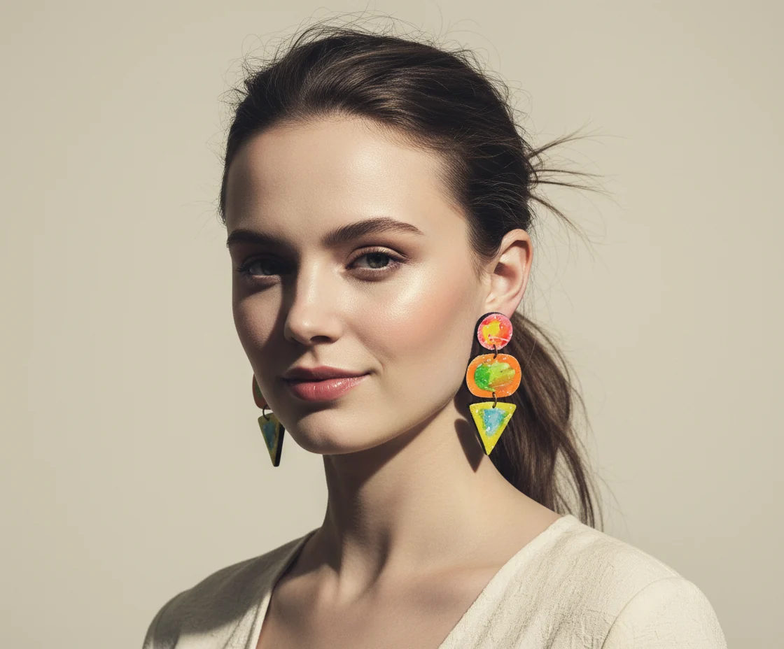 Abstract Paint Splash Earrings Handmade - Image 2