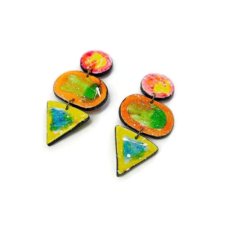 Abstract Paint Splash Earrings Handmade - Image 3